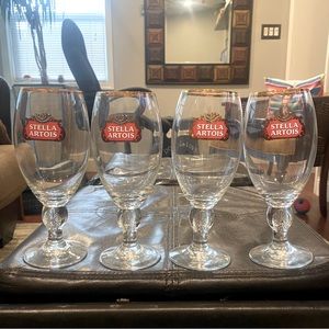 Stella Artois beer glasses. Set of 4